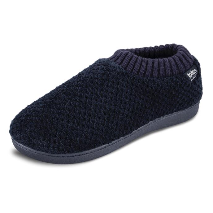 Isotoner Ladies Popcorn Full Back Bootie Slipper Navy Extra Image 2